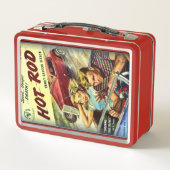 Retro Hot Rod Red Metal Lunch Box メタルランチボックス (裏面)