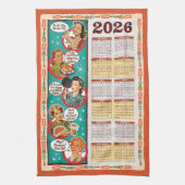 Retro Housewife Calendar Towel 2026  キッチンタオル (縦)