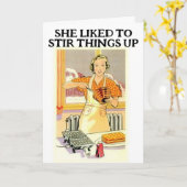 RETRO HOUSEWIFE FUNNY BIRTHDAY GREETING CARDS カード (黄色い花)