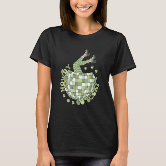 Retro Howdy Go Lucky St Patricks Day Disco Ball Lu Tシャツ (正面)