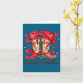 Retro Howdy Valentine Cowboy Boots Western Valenti カード (黄色い花)