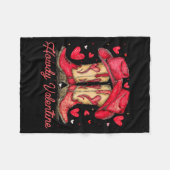 Retro Howdy Valentine Cowboy Boots Western Valenti フリースブランケット (正面(横))