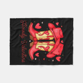Retro Howdy Valentine Western Valentines Day Cowbo フリースブランケット (正面(横))