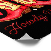 Retro Howdy Valentine Western Valentines Day Cowbo ポスター (角)