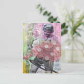 Retro Hula Dance Mixed Media Collage ポストカード (スタンド正面)