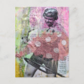Retro Hula Dance Mixed Media Collage ポストカード (正面)