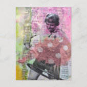 Retro Hula Hoop Dance Mixed Media Collage ポストカード (正面)