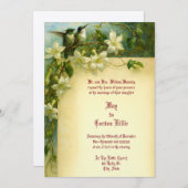 Retro Hummingbird Pair Floral Wedding 招待状 (正面/裏面)