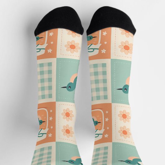 Retro Hummingbird Socks ソックス (上部)