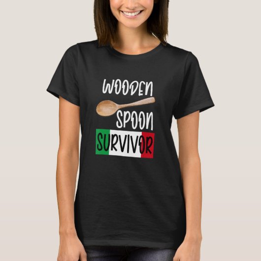 Retro Humor tees Wooden Spoon Survivor Tシャツ (正面)