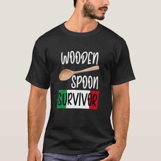 Retro Humor tees Wooden Spoon Survivor Tシャツ (正面)