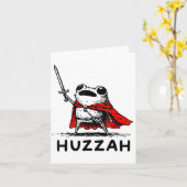 Retro Huzzah Frog Knight Funny Sword Meme Quote  カード (黄色い花)