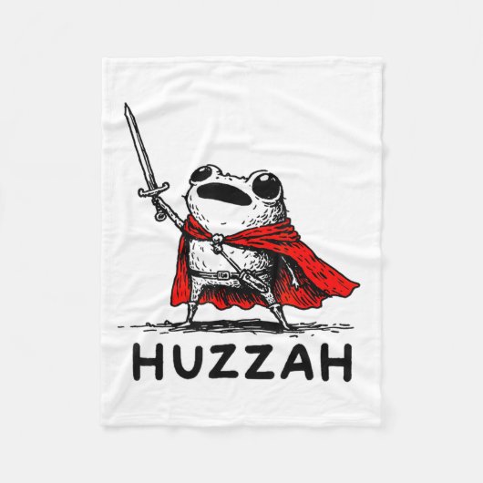 Retro Huzzah Frog Knight Funny Sword Meme Quote  フリースブランケット (正面)