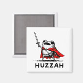 Retro Huzzah Frog Knight Funny Sword Meme Quote  マグネット (正面/裏面)