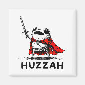 Retro Huzzah Frog Knight Funny Sword Meme Quote  マグネット (正面)