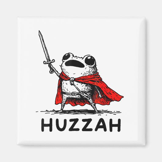 Retro Huzzah Frog Knight Funny Sword Meme Quote  マグネット (正面)
