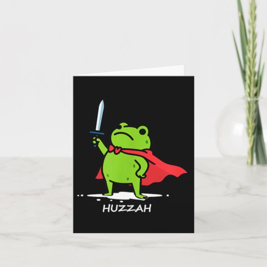 Retro Huzzah Frog Knight Funny Sword Meme Quote Me カード (正面)