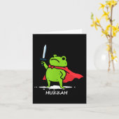 Retro Huzzah Frog Knight Funny Sword Meme Quote Me カード (黄色い花)