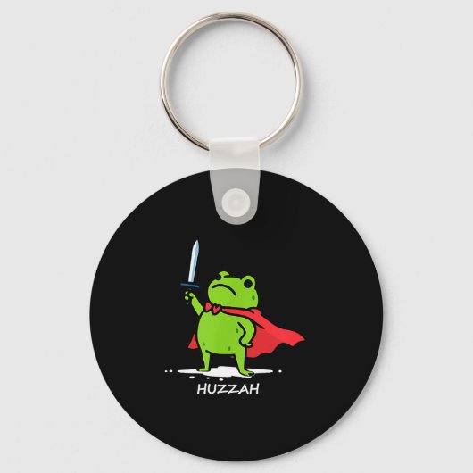 Retro Huzzah Frog Knight Funny Sword Meme Quote Me キーホルダー (正面)