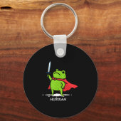 Retro Huzzah Frog Knight Funny Sword Meme Quote Me キーホルダー (正面)