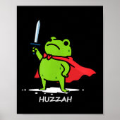 Retro Huzzah Frog Knight Funny Sword Meme Quote Me ポスター (正面)