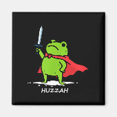 Retro Huzzah Frog Knight Funny Sword Meme Quote Me マグネット (正面)