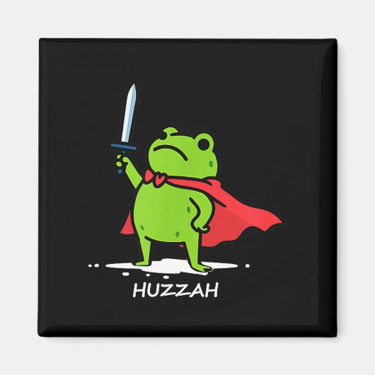Retro Huzzah Frog Knight Funny Sword Meme Quote Me マグネット (正面)