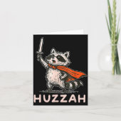 Retro Huzzah Raccoon Knight Funny Sword Meme Quote カード (正面)