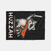 Retro Huzzah Raccoon Knight Funny Sword Meme Quote フリースブランケット (正面(横))