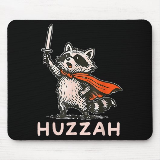 Retro Huzzah Raccoon Knight Funny Sword Meme Quote マウスパッド (正面)