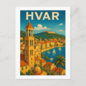 Retro Hvar Croatia Adria Coast Travel ポストカード (正面)