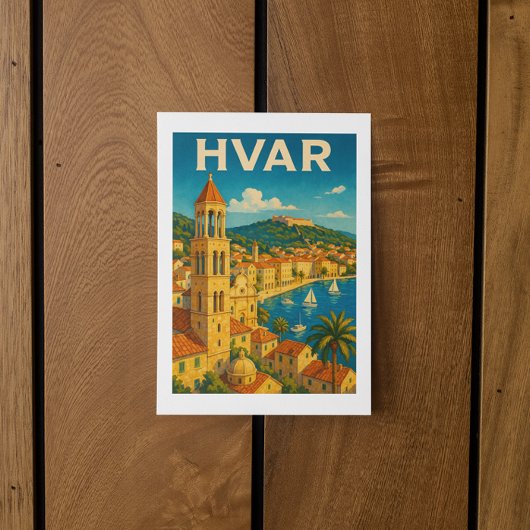 Retro Hvar Croatia Adria Coast Travel ポストカード