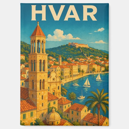 Retro Hvar Croatia Adria Coast Travel マグネット (正面)