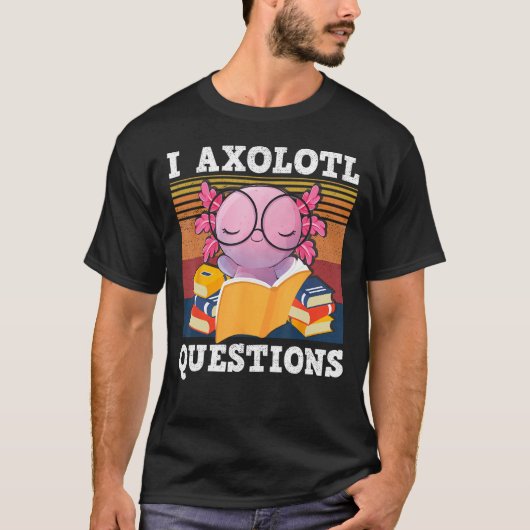 Retro I Axolotl Question Blue Salamander Kids Mom  Tシャツ (正面)