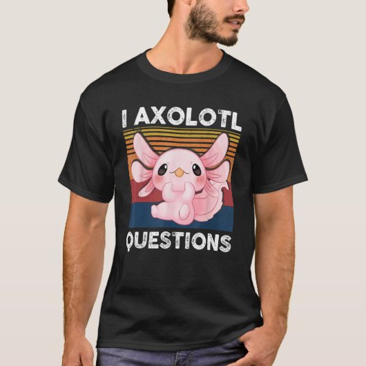 Retro I Axolotl Question Pink Salamander Kids Mom  Tシャツ (正面)