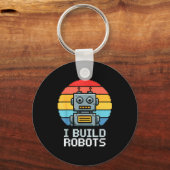 Retro I Build Robots Robotics Engineering Ai Tech  キーホルダー (正面)