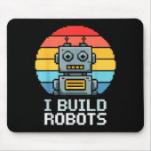 Retro I Build Robots Robotics Engineering Ai Tech  マウスパッド (正面)