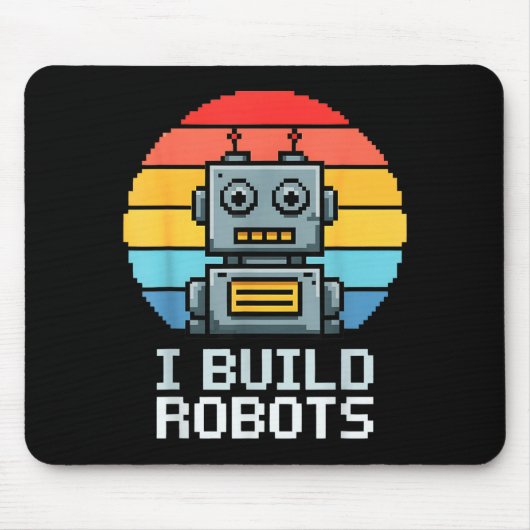 Retro I Build Robots Robotics Engineering Ai Tech  マウスパッド (正面)
