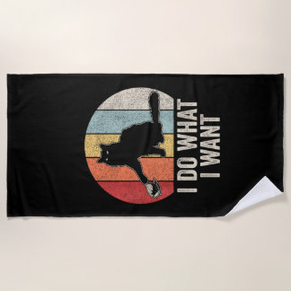Retro I Do What I Want Cat Shirt Cat Lover Owner G ビーチタオル