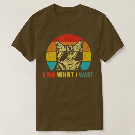 retro i do what i want to cat おもしろい猫好きmeow bl tシャツ (デザイン正面)