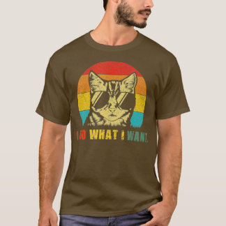 retro i do what i want to cat おもしろい猫好きmeow bl tシャツ