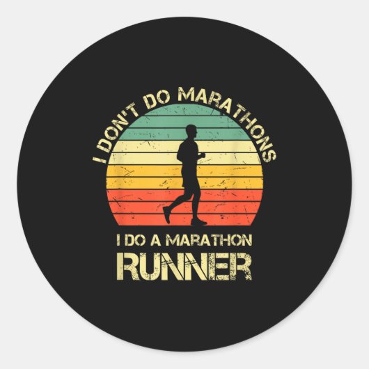 Retro I Don't Do Marathons I Do A Marathon Runner  ラウンドシール (正面)