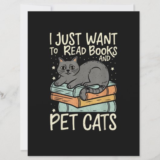 Retro I Just Want to Read Books and Pet Cats Cat (正面)
