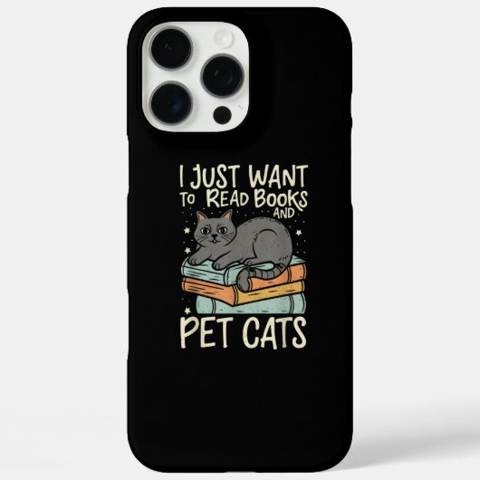 Retro I Just Want to Read Books and Pet Cats Cat Case-Mate iPhoneケース (裏面)