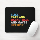 Retro I Like Cats And Basketball Lover Funny Cat  マウスパッド (マウス)