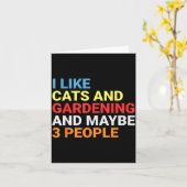 Retro I Like Cats And Gardening Lover Plant Funny  カード (黄色い花)