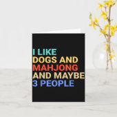 Retro I Like Dogs And Mahjong Lover Funny  カード (黄色い花)