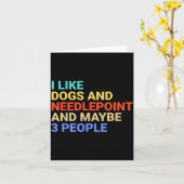 Retro I Like Dogs And Needleint Lover Funny  カード (黄色い花)