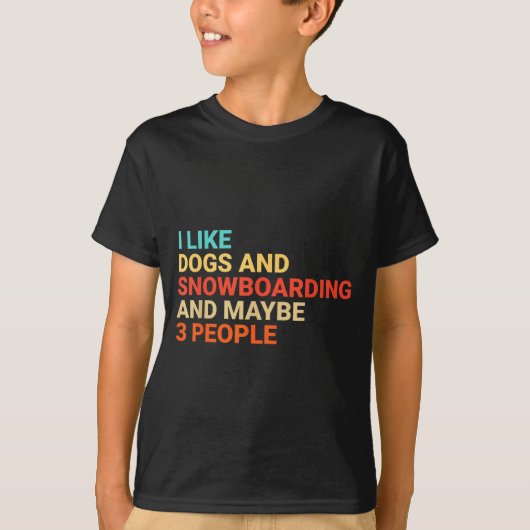 Retro I Like Dogs And Snowboarding Lover Funny Sno Tシャツ (正面)