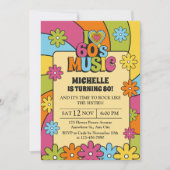 Retro I Love 60s Music 80th Birthday Party 招待状 (正面)